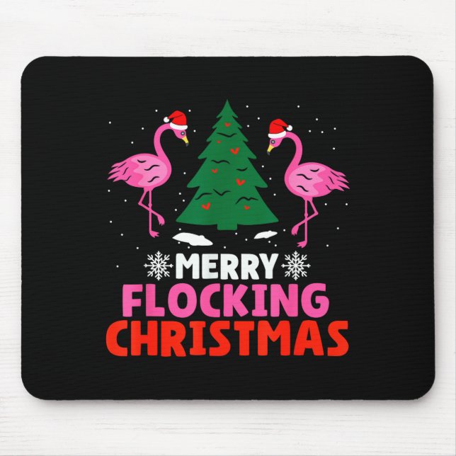 Flamingo Merry Flocking Christmas Funny Xmas Men W Mousepad (Vorne)