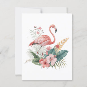 Flamingo mit Blume Postkarte
