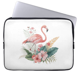 Flamingo mit Blumen Laptopschutzhülle
