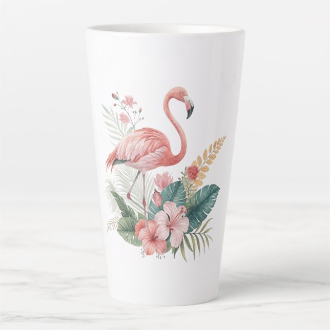 Flamingo mit Blumen Milchtasse (Vorderseite)
