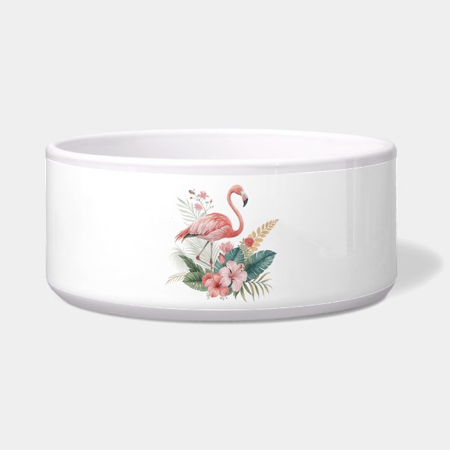 Flamingo mit Blumen Napf (Vorderseite)