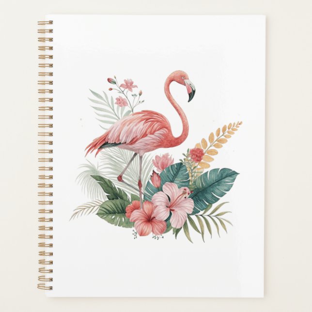 Flamingo mit Blumen Planer (Vorderseite)