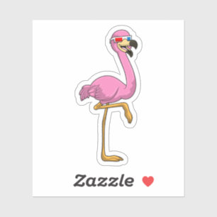 Flamingo mit Brille Aufkleber