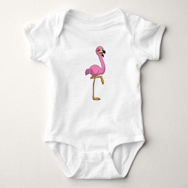 Flamingo mit Brille Baby Strampler (Vorderseite)