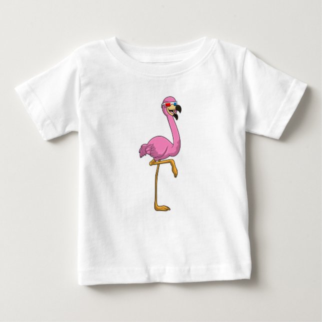 Flamingo mit Brille Baby T-shirt (Vorderseite)