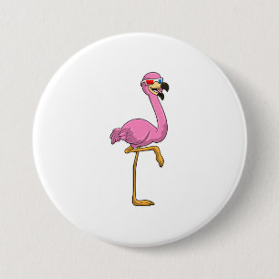 Flamingo mit Brille Button