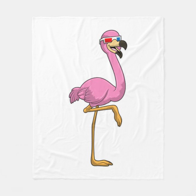 Flamingo mit Brille Fleecedecke (Vorderseite)