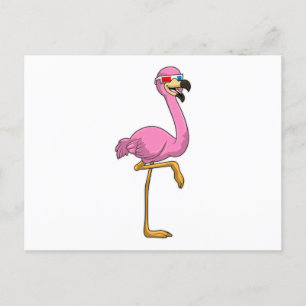 Flamingo mit Brille Postkarte