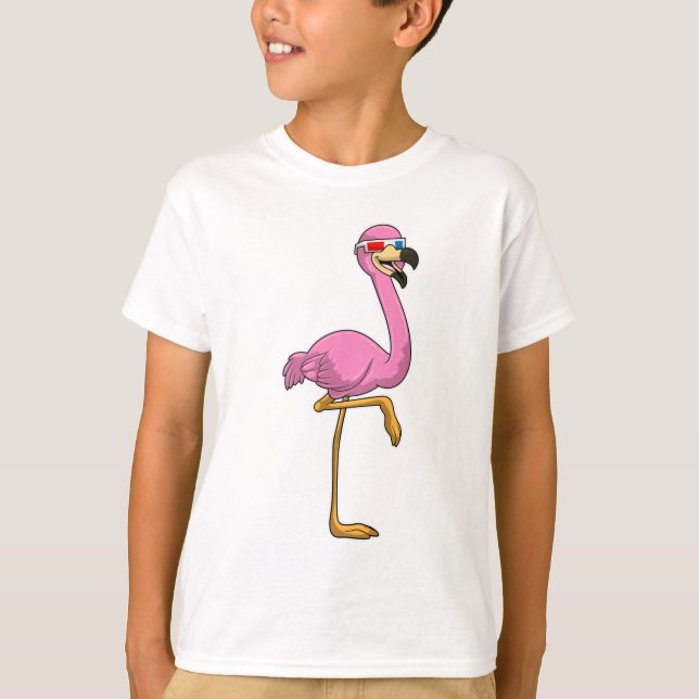 Flamingo mit Brille T-Shirt (Vorderseite)