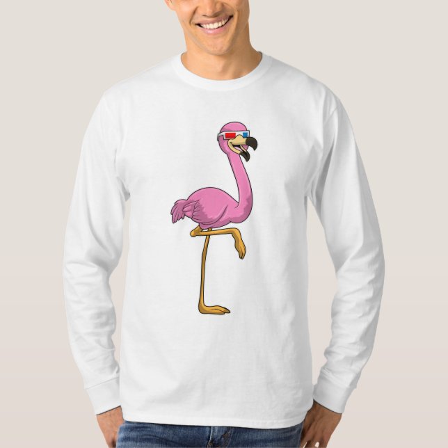 Flamingo mit Brille T-Shirt (Vorderseite)