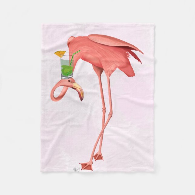 Flamingo mit Cocktail Fleecedecke (Vorderseite)