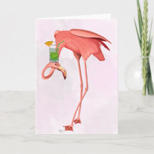 Flamingo mit Cocktail Karte