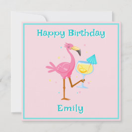 Flamingo mit Cocktail Karte