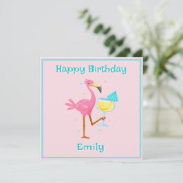 Flamingo mit Cocktail Karte