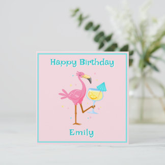 Flamingo mit Cocktail Karte