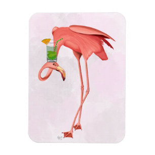 Flamingo mit Cocktail Magnet