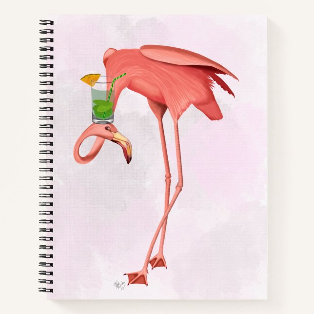 Flamingo mit Cocktail Notizbuch (Vorderseite)