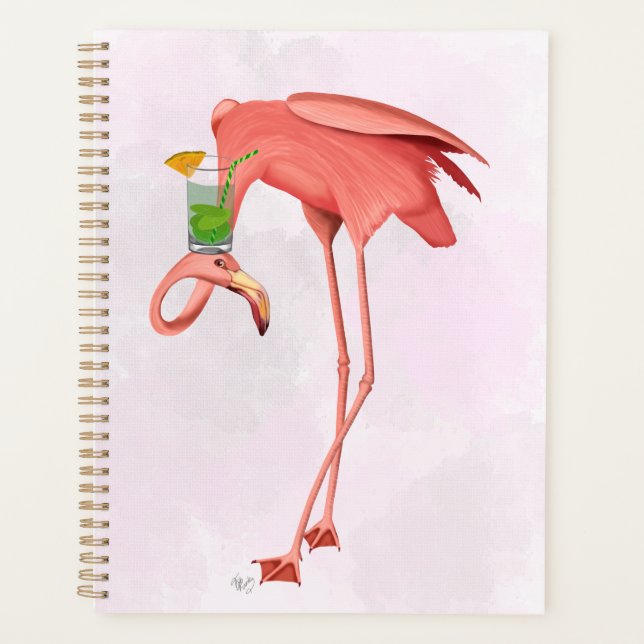 Flamingo mit Cocktail Planer (Vorderseite)