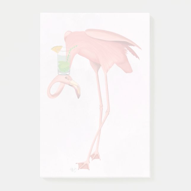 Flamingo mit Cocktail Post-it Klebezettel (Vorderseite)