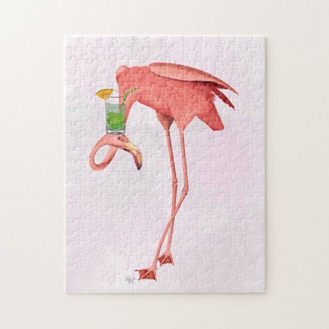 Flamingo mit Cocktail Puzzle (Vertikal)