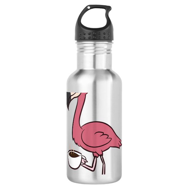 Flamingo mit Coffee Funny Coffee Drink Flamingo Edelstahlflasche (Vorderseite)