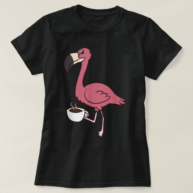Flamingo mit Coffee Funny Coffee Drink Flamingo T-Shirt (Design vorne)