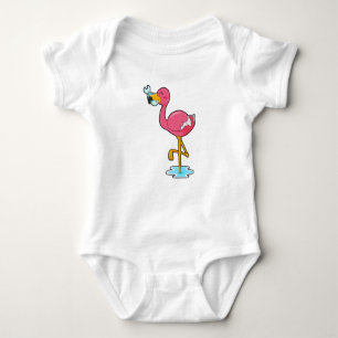 Flamingo mit Fisch Baby Strampler