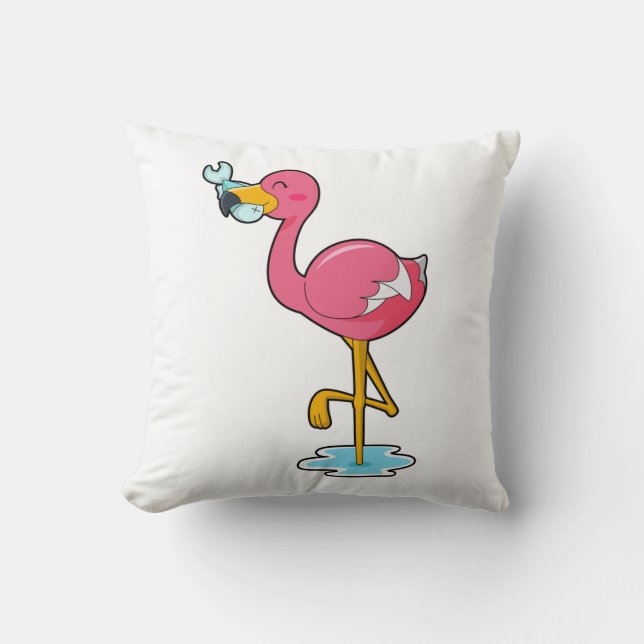 Flamingo mit Fisch Kissen (Vorderseite)