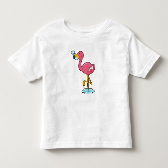 Flamingo mit Fisch Kleinkind T-shirt (Vorderseite)