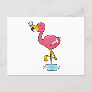 Flamingo mit Fisch Postkarte