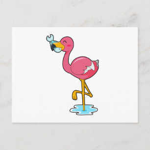 Flamingo mit Fisch Postkarte
