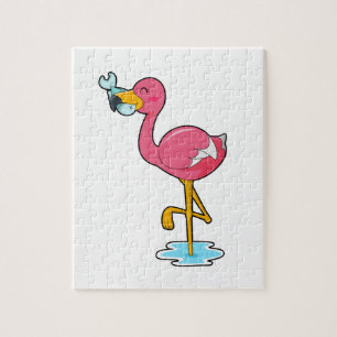 Flamingo mit Fisch Puzzle
