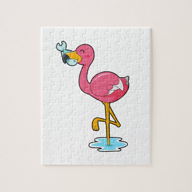 Flamingo mit Fisch Puzzle (Vertikal)
