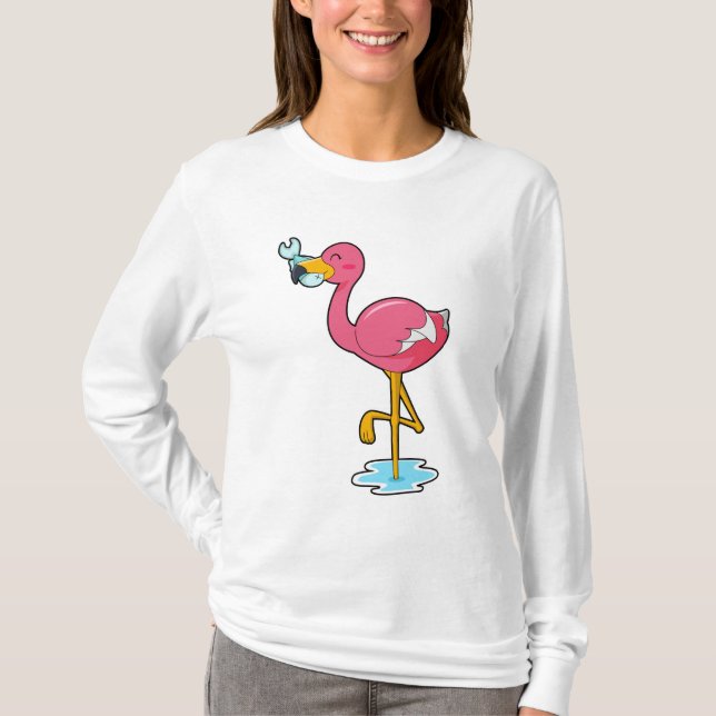 Flamingo mit Fisch T-Shirt (Vorderseite)