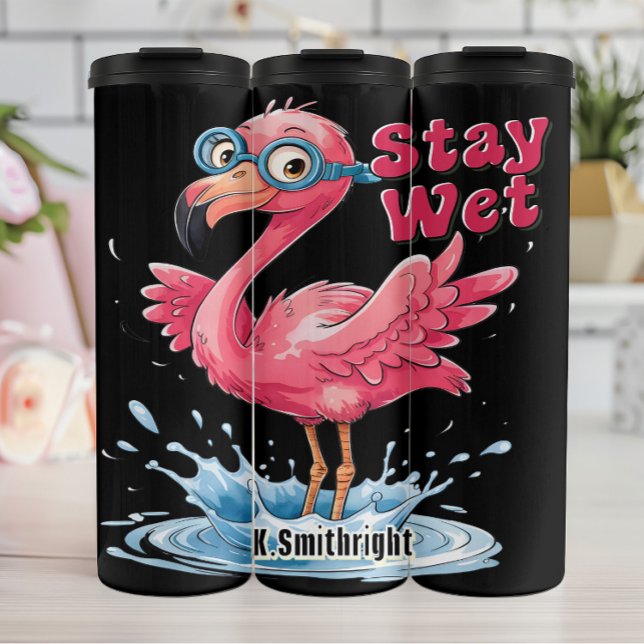 Flamingo mit Goggles Bleibe Thermosbecher (Von Creator hochgeladen)
