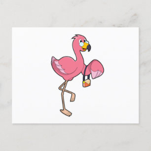 Flamingo mit Handtasche Postkarte