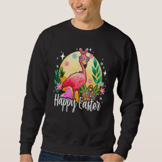 Flamingo mit Hasenohren und Oster-Eier-Korb Frohe  Sweatshirt