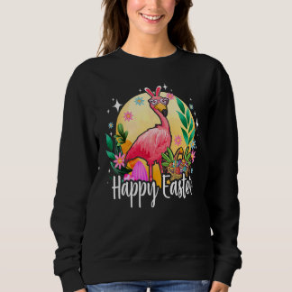 Flamingo mit Hasenohren und Oster-Eier-Korb Frohe  Sweatshirt