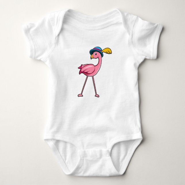 Flamingo mit Hat & Feather Baby Strampler (Vorderseite)
