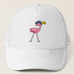 Flamingo mit Hat & Feather Truckerkappe