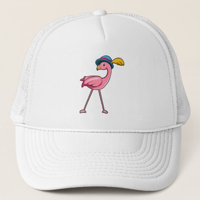 Flamingo mit Hat & Feather Truckerkappe (Vorderseite)