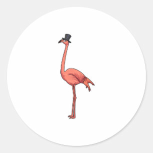 Flamingo mit Hat Runder Aufkleber