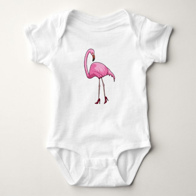 Flamingo mit hohen Absätzen Baby Strampler (Vorderseite)