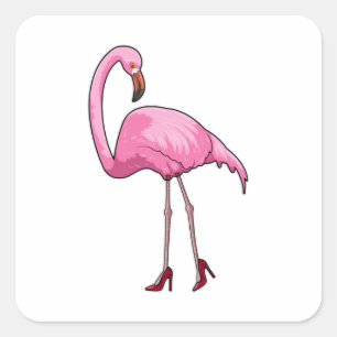 Flamingo mit hohen Absätzen Quadratischer Aufkleber