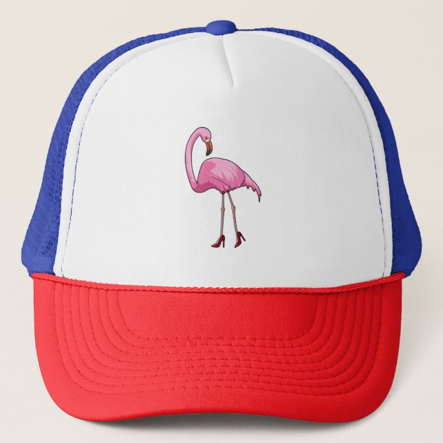 Flamingo mit hohen Absätzen Truckerkappe (Vorderseite)
