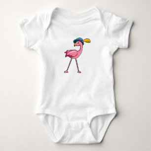 Flamingo mit Hut und Feder Baby Strampler