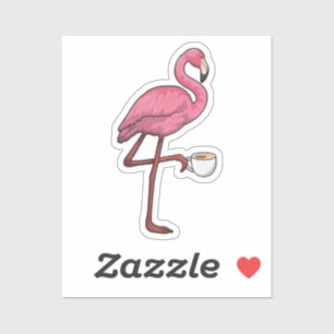 Flamingo mit Kaffee-Cup Aufkleber