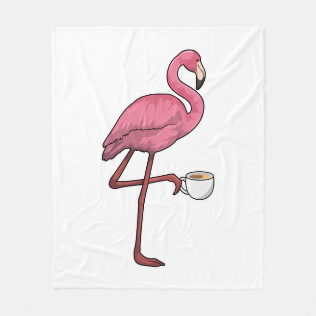 Flamingo mit Kaffee-Cup Fleecedecke (Vorderseite)