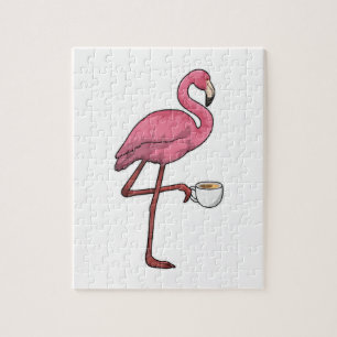 Flamingo mit Kaffee-Cup Puzzle