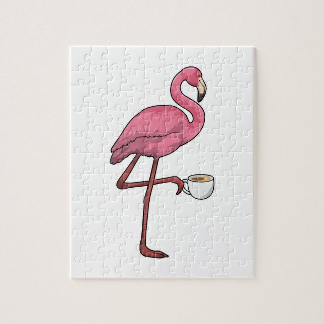 Flamingo mit Kaffee-Cup Puzzle (Vertikal)